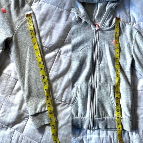 George Pink Heart Heather Grey Zip Up Hoodie Size Medium (7-8) - Picture 12 of 14